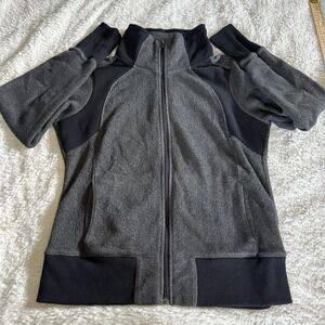 Columbia Sportswear Women's Size L Fleece Full Zip Jacket Charcoal Gray Ribbed